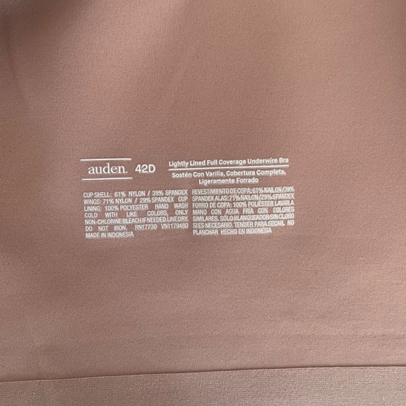 AUDEN WOMENS BACK SMOOTHING BRA MAUVE - Picture 3 of 3